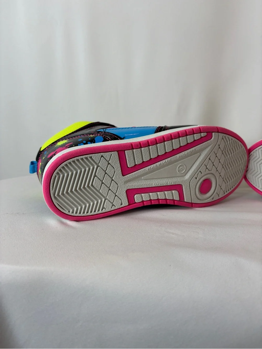 Kids High-Top Sneakers in Neon Pink & Yellow